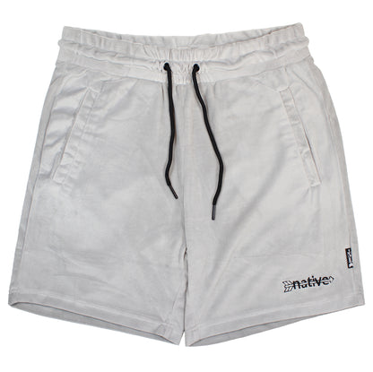 velour shorts in light gray