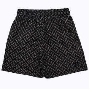 chain linked nl velour shorts in black/cream
