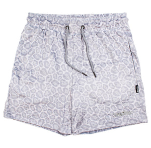 leopard velour shorts in light gray