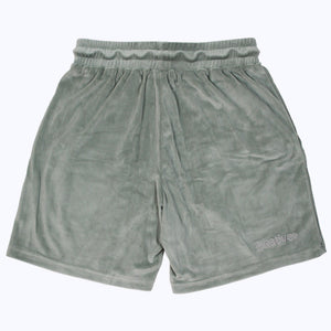 velour shorts in sage
