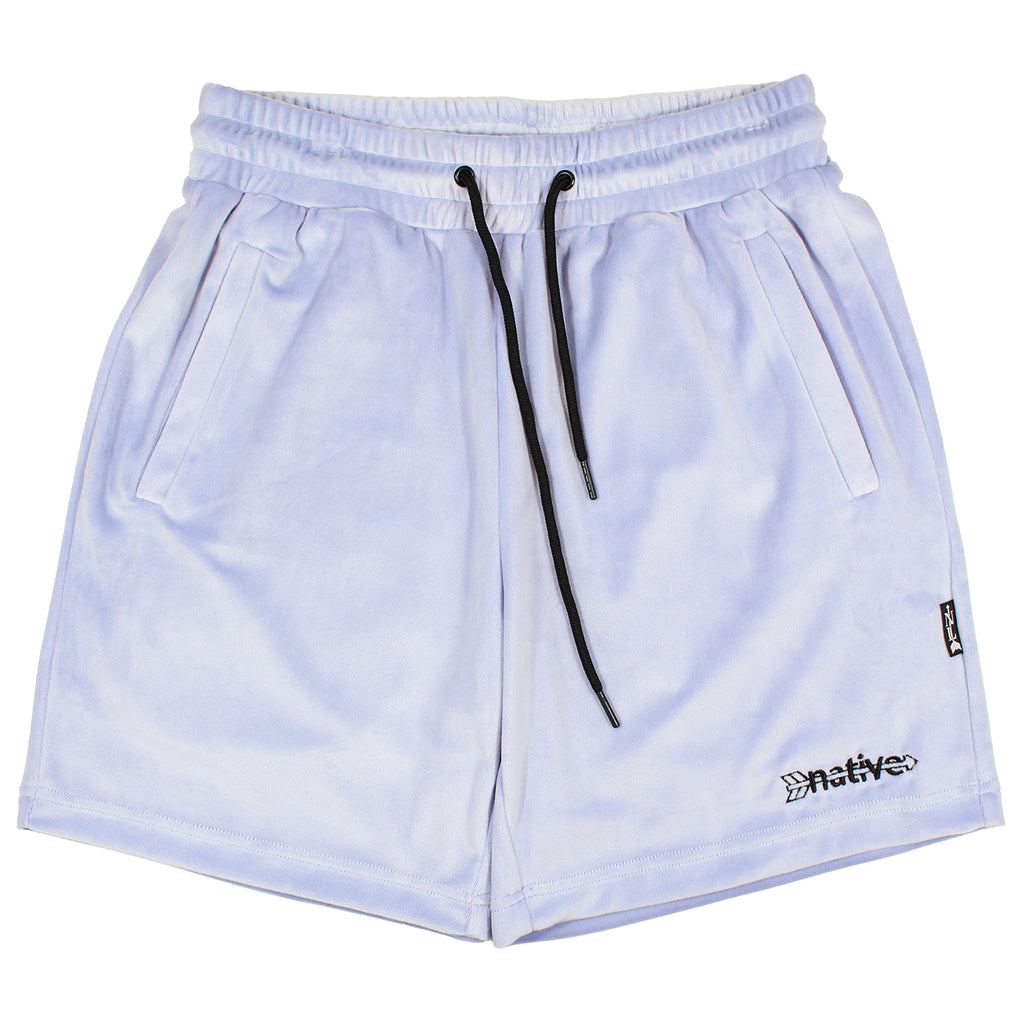 velour shorts in sky blue