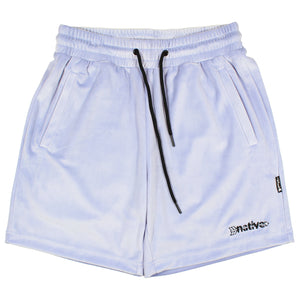 velour shorts in sky blue