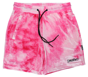 tie dye velvet shorts in pink
