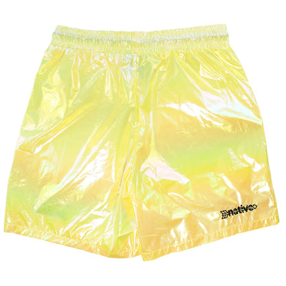 iridescent shorts in pineapple