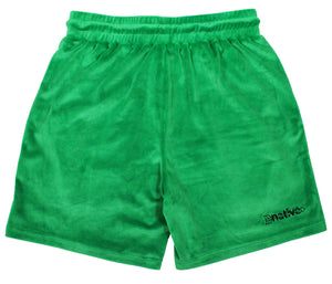 velour shorts in emerald