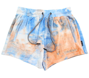 tie dye velour shorties in hurricane