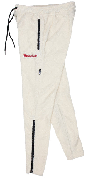 sherpa soccer sweats in cream/crimson