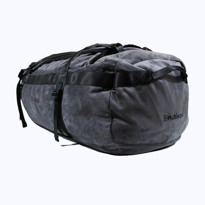 velour duffel bag backpack in charcoal