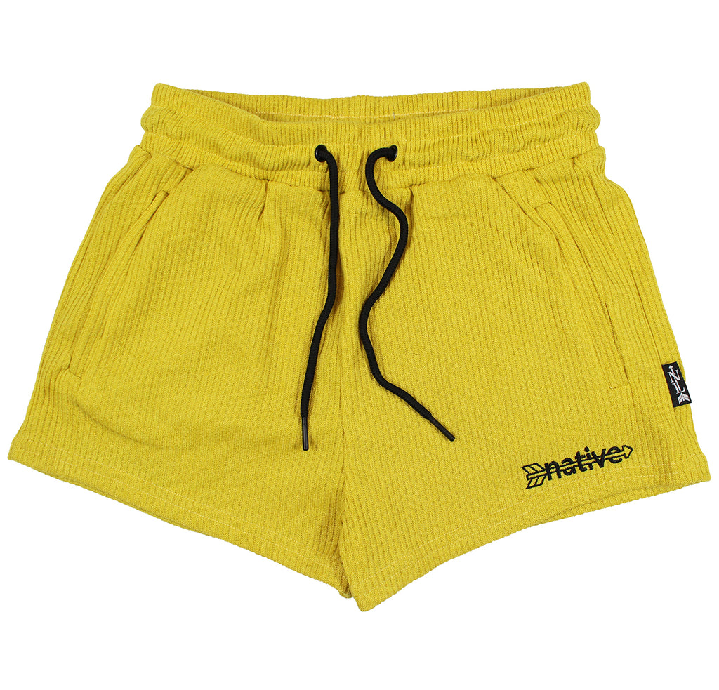 corduroy knit shorties in dandelion
