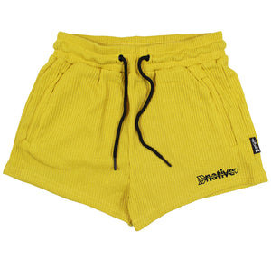 corduroy knit shorties in dandelion