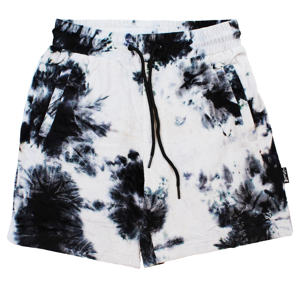 tie dye velour shorts in inkdrop