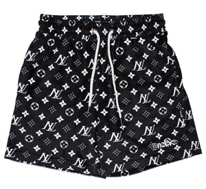 nl velour shorts in black/white