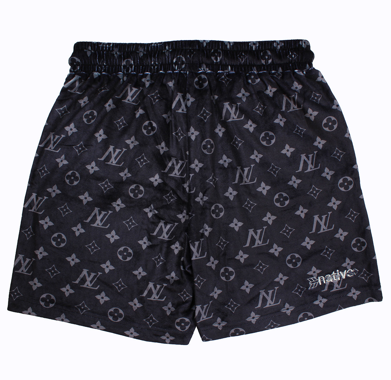 nl velour shorts in black/charcoal