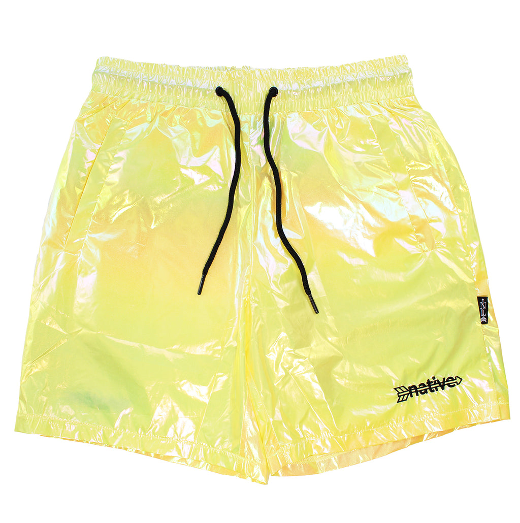 iridescent shorts in pineapple