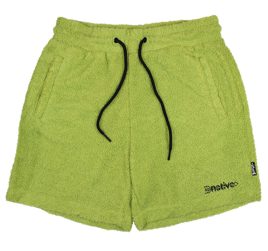 sherpa shorts in lime