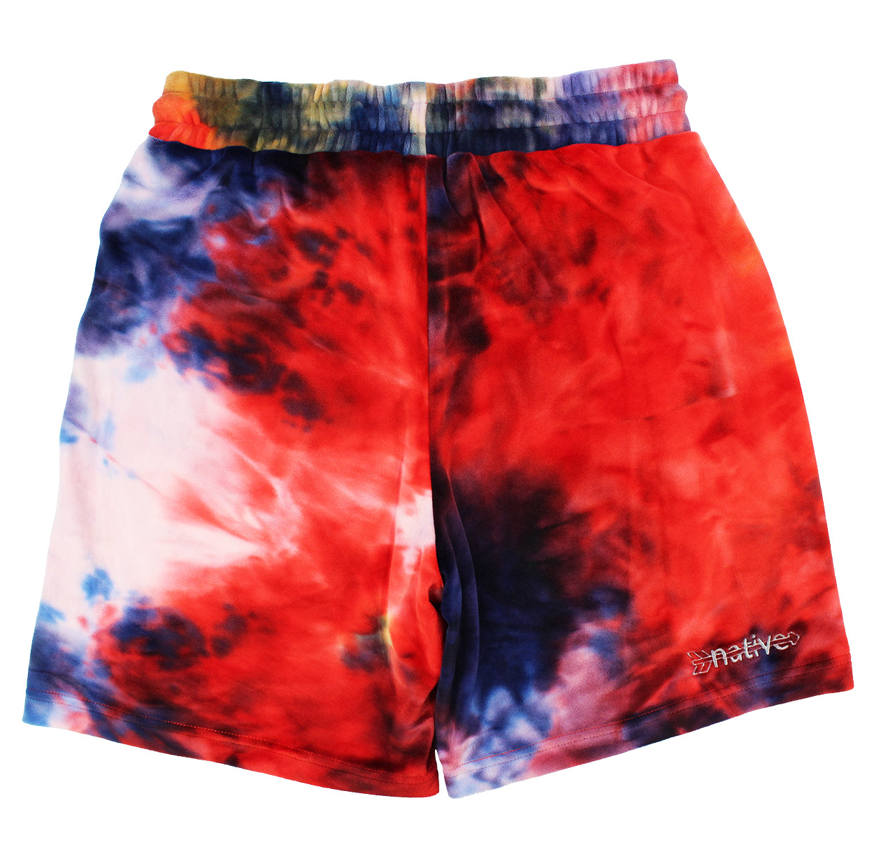 tie dye velour shorts in magma