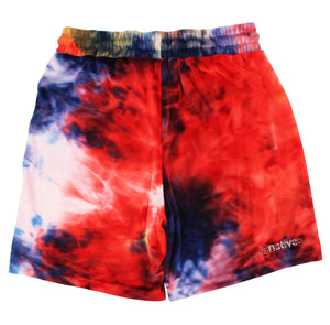 tie dye velour shorts in magma
