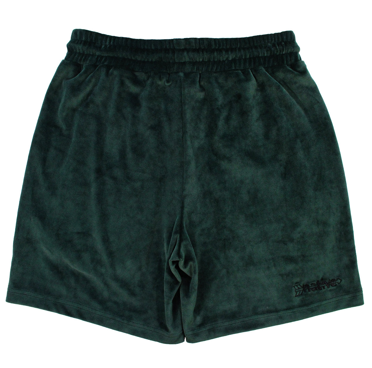 velour shorts in forest green