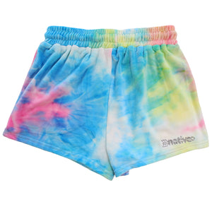 tie dye velour shorties in carnival