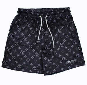 nl velour shorts in black/charcoal