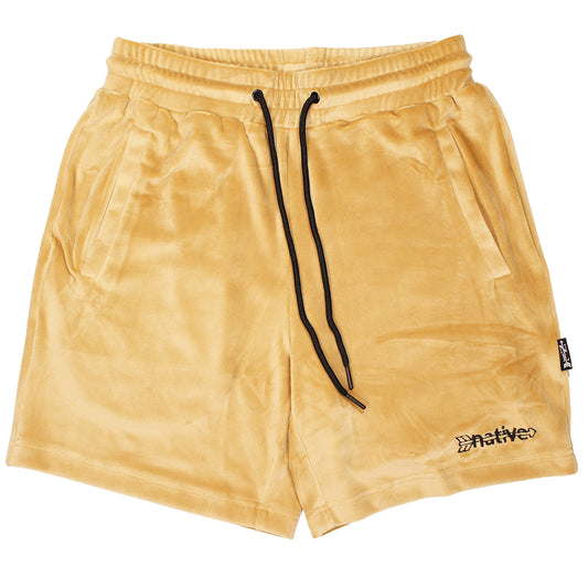 velour shorts in sand