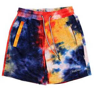 tie dye velour shorts in magma
