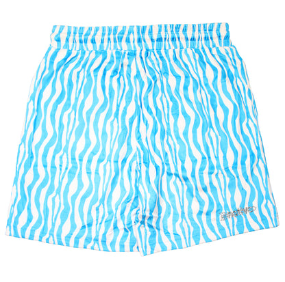 zebra velour shorts in cream/baby blue
