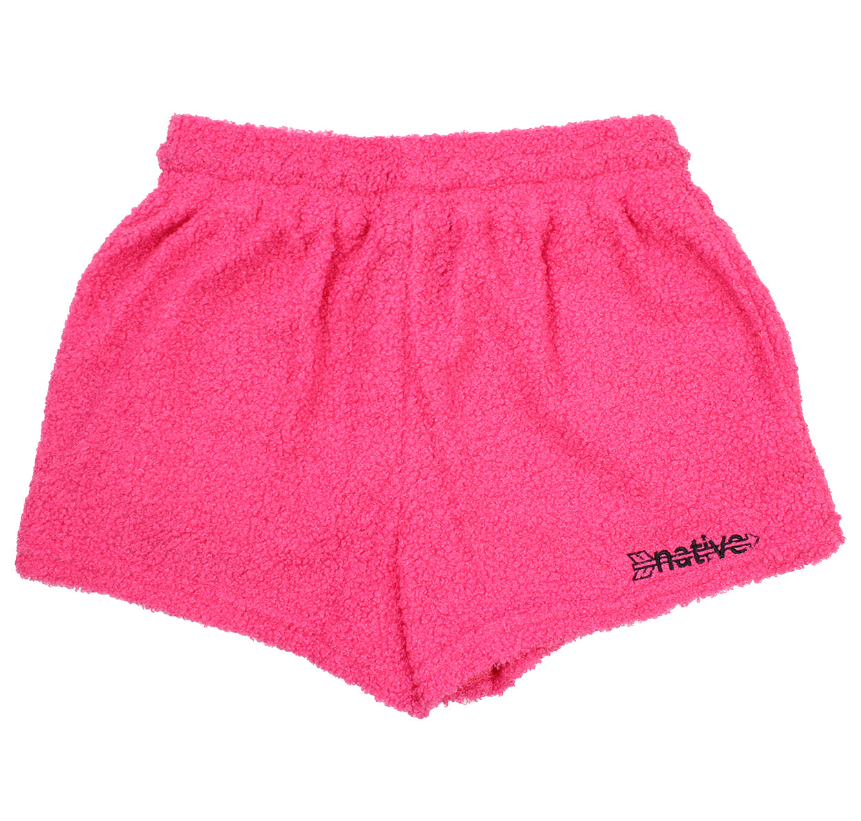 sherpa shorties in hot pink