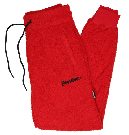 sherpa joggers in red