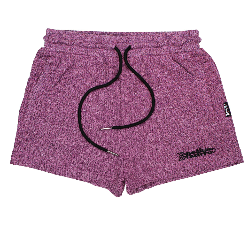 corduroy knit shorties in grape