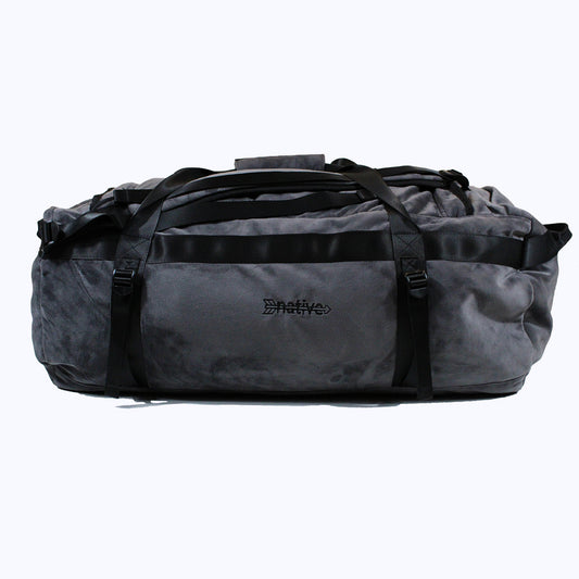 velour duffel bag backpack in charcoal