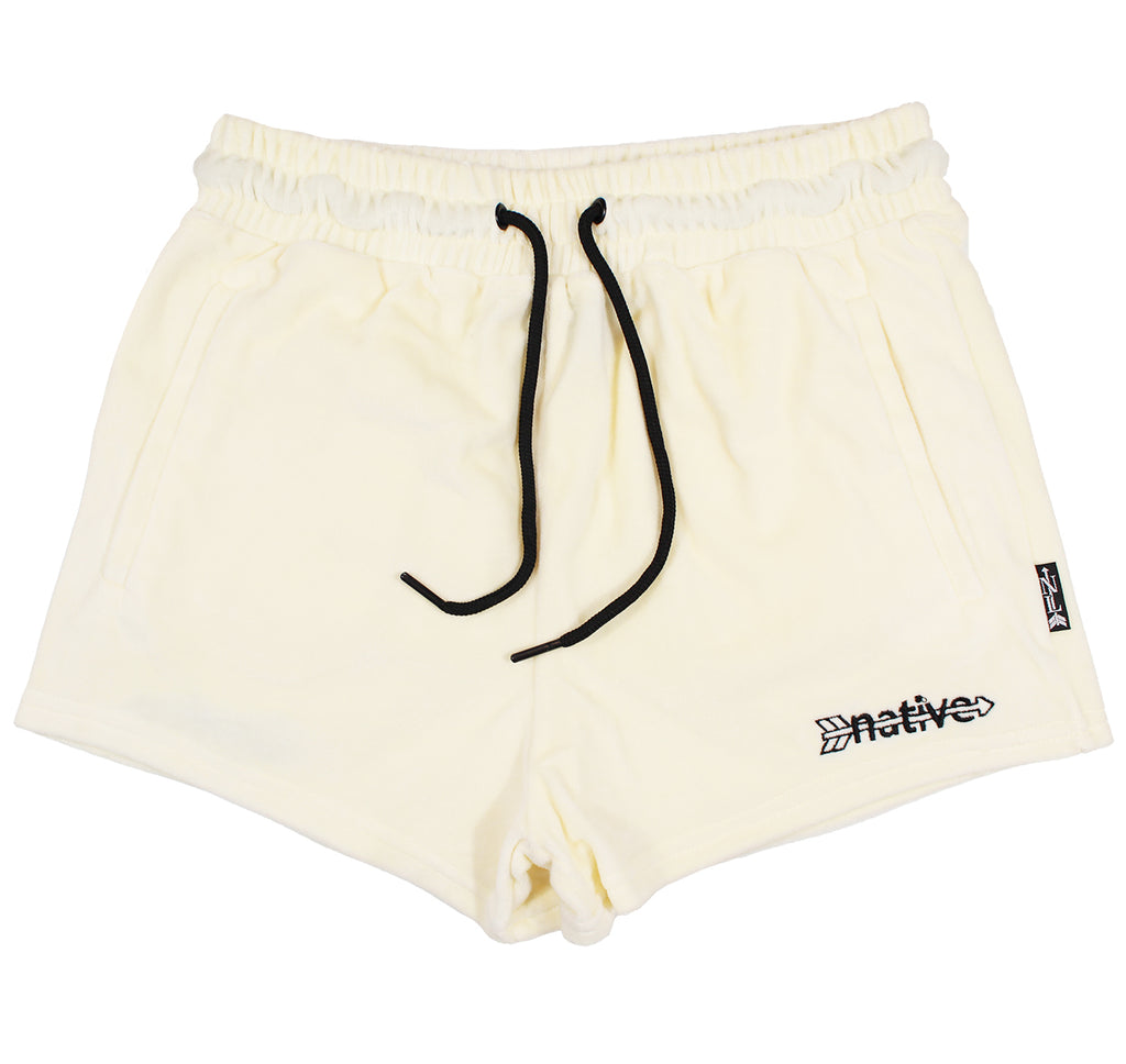 velour shorties in vanilla
