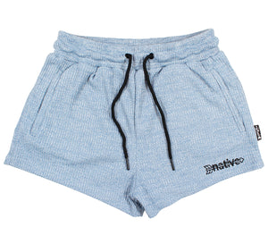 corduroy knit shorties in baby blue
