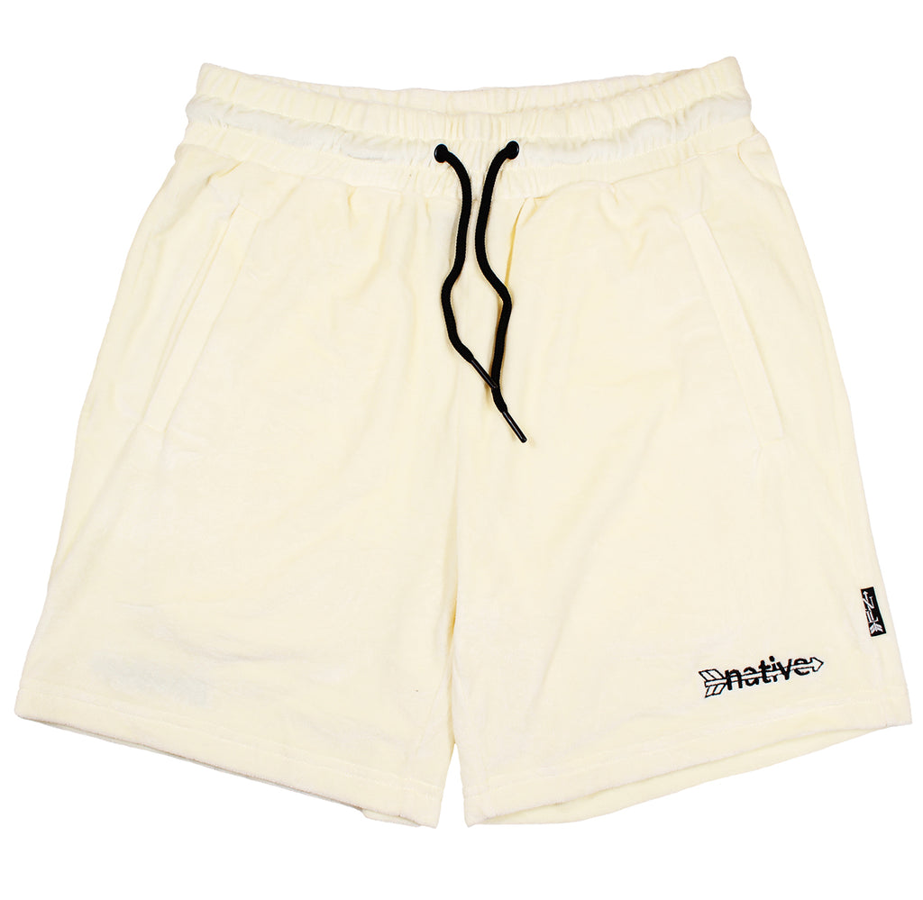 velour shorts in vanilla
