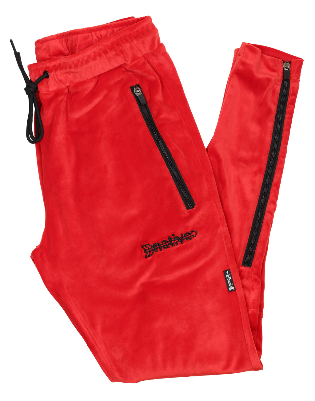 velour soccer sweats in red