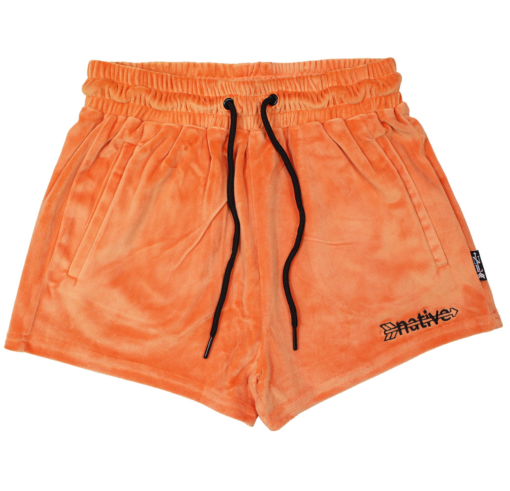velour shorties in pumpkin