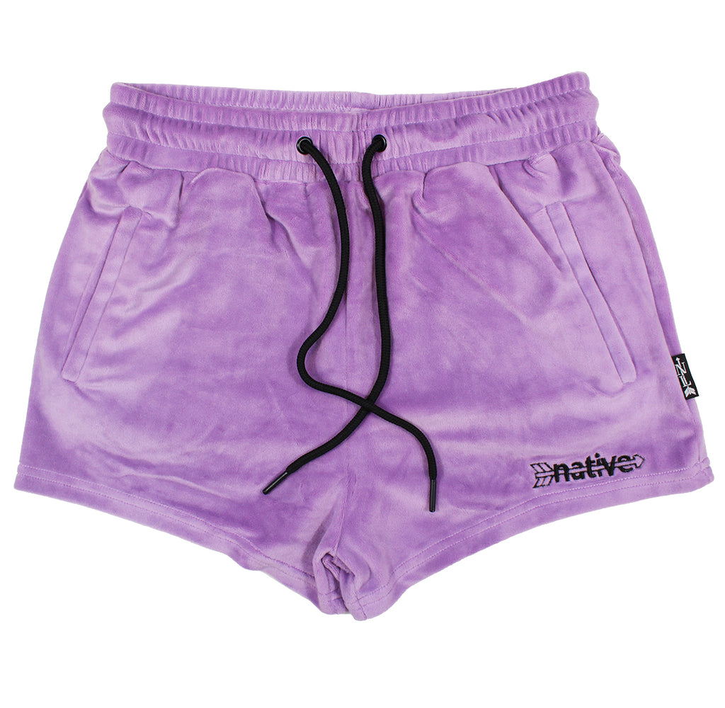 velour shorties in grape