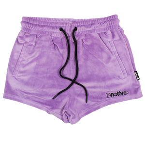 velour shorties in grape