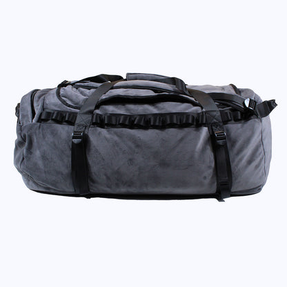 velour duffel bag backpack in charcoal