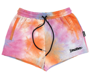tie dye french terry sweat shorties in sunset