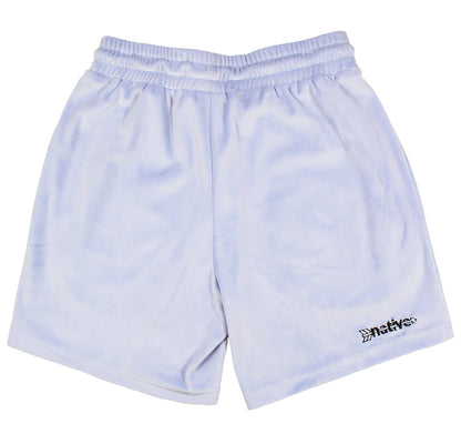 velour shorts in sky blue