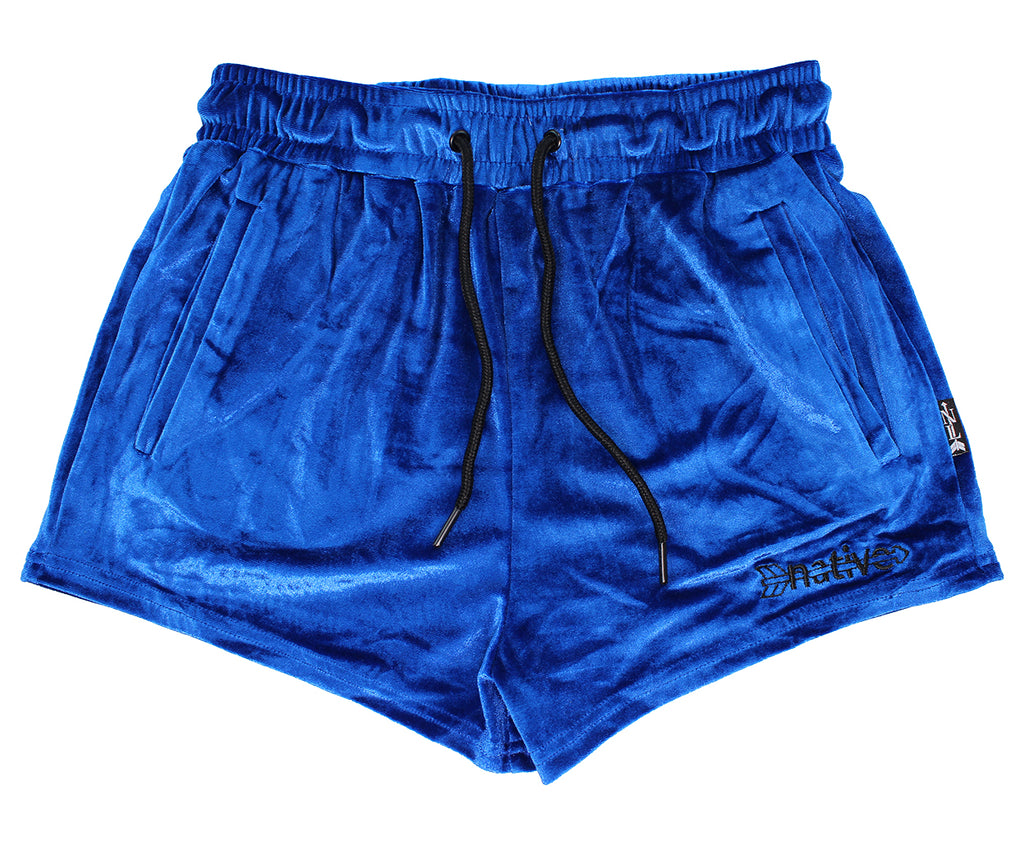 velvet shorties in royal blue