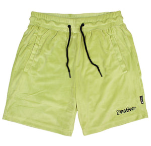 velour shorts in chartreuse