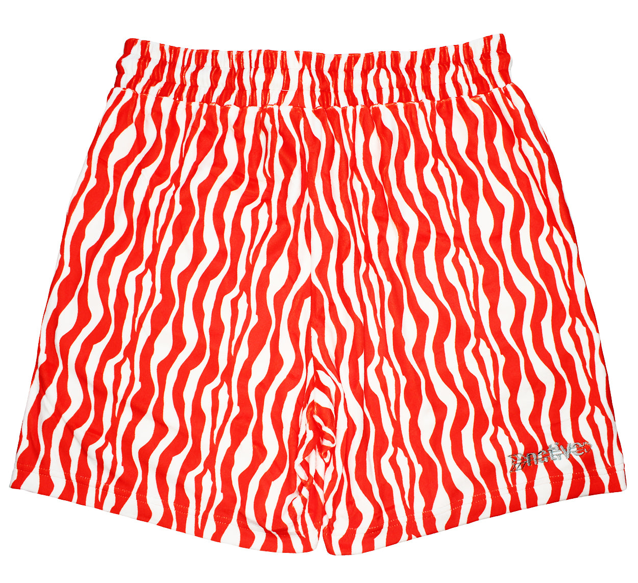 zebra velour shorts in cream/crimson