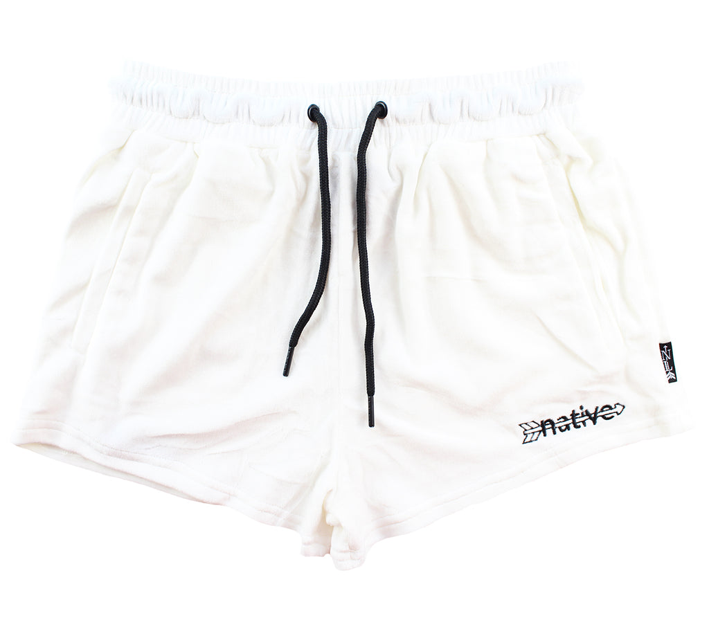velour shorties in cocaine