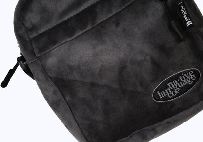 velour crossbody bag in charcoal