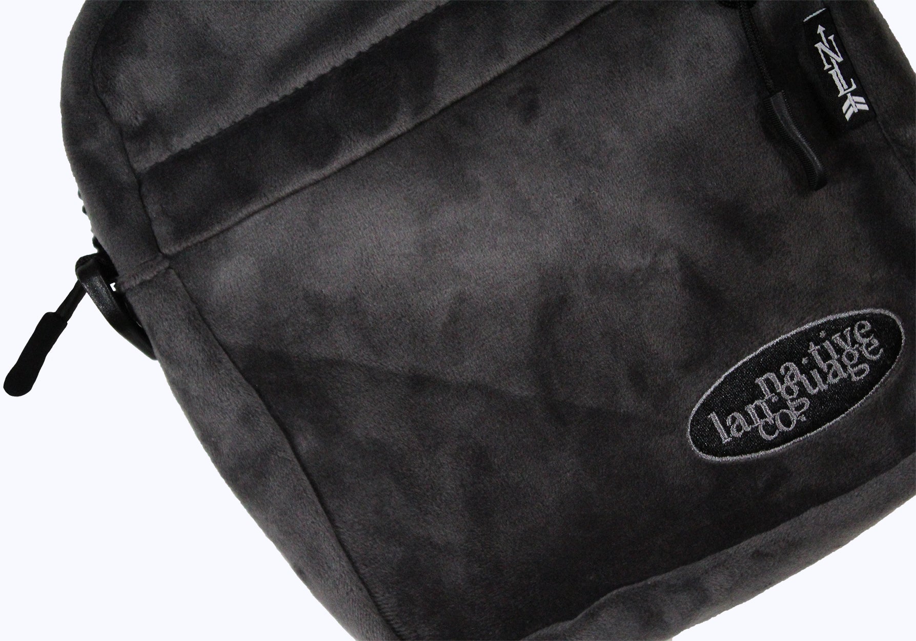 velour crossbody bag in charcoal