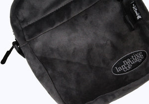 velour crossbody bag in charcoal