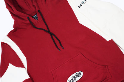 pullover hoodie in crimson/cream