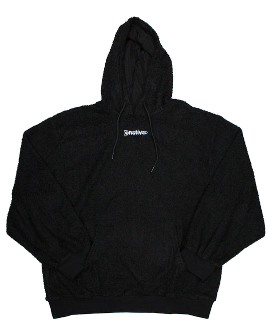 oversized sherpa hoodie in black